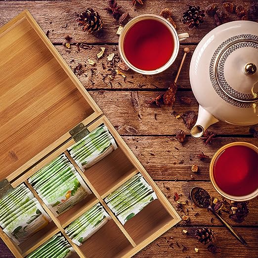 Bamboo tea box 6 compartments/ علبة شاي