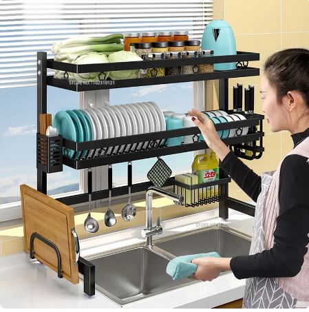 Double Layer kitchen rack/ستاند التنظيم للمطبخ فوق المغسلة المزدوج