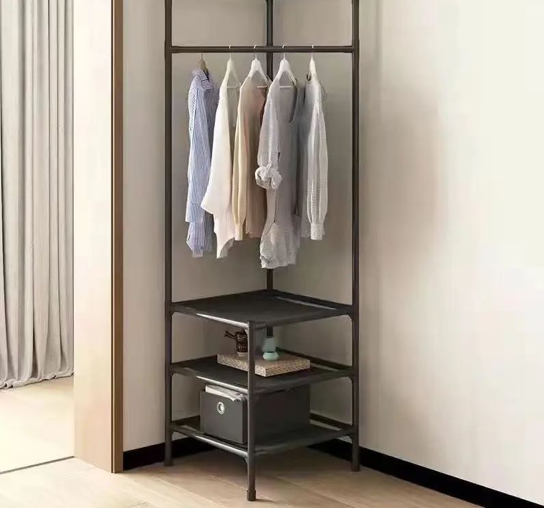 Floor-standing Corner clothing Rack, easy Assembled Shelf/رف الملابس الجانبي