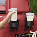 Car headrest seat hook with cup holder