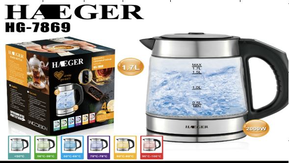 HAEGER GLASS KETTLE HG-7869 / غلاية المياه الكهربائية 1