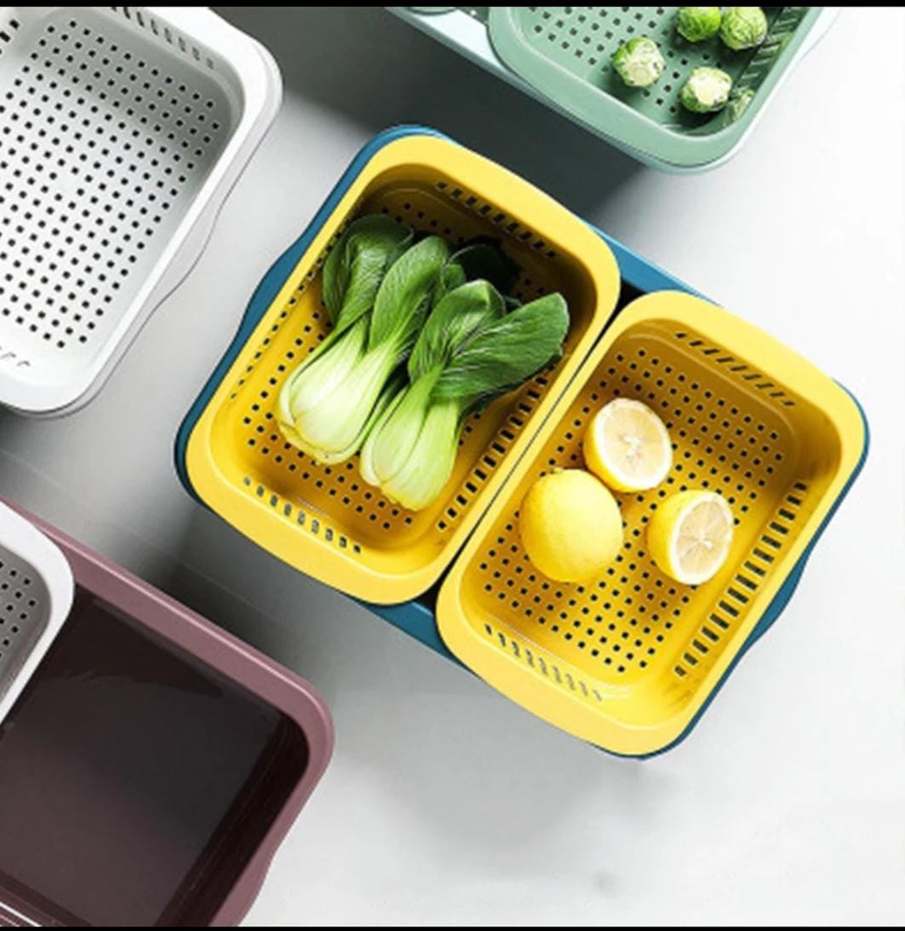 Double Vegetable Washing Basket/سلة غسيل الخضروات المزدوجة