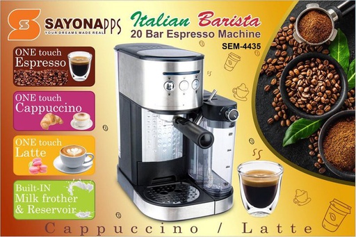 SAYONA 20 BAR ESPRESSO MACHINE SEM-4435 / صانعة القهوة الاسبريسو سايونا